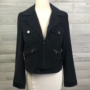 One Girl Who Velvet Black Moto Jacket